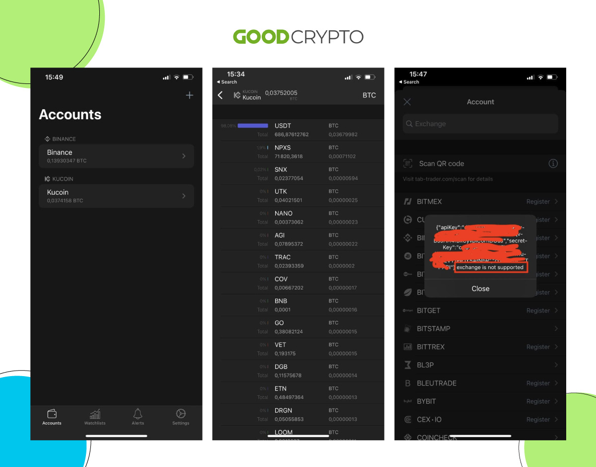 Ð¥Ð¾ÑÑ TabTrader Ð´Ð°ÐµÑ Ð²Ð°Ð¼ Ð²Ð¾Ð·Ð¼Ð¾Ð¶Ð½Ð¾ÑÑÑ Ð¿Ð¾Ð´ÐºÐ»ÑÑÐ¸ÑÑ Ð½ÐµÑÐºÐ¾Ð»ÑÐºÐ¾ Ð°ÐºÐºÐ°ÑÐ½ÑÐ¾Ð², Ð¿Ð¾Ð»Ð½Ð¾ÑÐµÐ½Ð½Ð¾Ð³Ð¾ Ð¾Ð±Ð·Ð¾ÑÐ° Ð²Ð°ÑÐµÐ³Ð¾ ÐºÑÐ¸Ð¿ÑÐ¾ Ð¿Ð¾ÑÑÑÐµÐ»Ñ Ð½ÐµÑ, Ð° Ð¸Ð½ÑÐ¾ÑÐ¼Ð°ÑÐ¸Ñ Ð¿Ð¾ ÐºÐ°Ð¶Ð´Ð¾Ð¼Ñ Ð°ÐºÐºÐ°ÑÐ½ÑÑ ÐºÑÐ¸Ð¿ÑÐ¾Ð±Ð¸ÑÐ¶Ð¸ Ð´Ð¾ÑÑÑÐ¿Ð½Ð° ÑÐ¾Ð»ÑÐºÐ¾ Ð¿Ð¾ Ð¾ÑÐ´ÐµÐ»ÑÐ½Ð¾ÑÑÐ¸. 