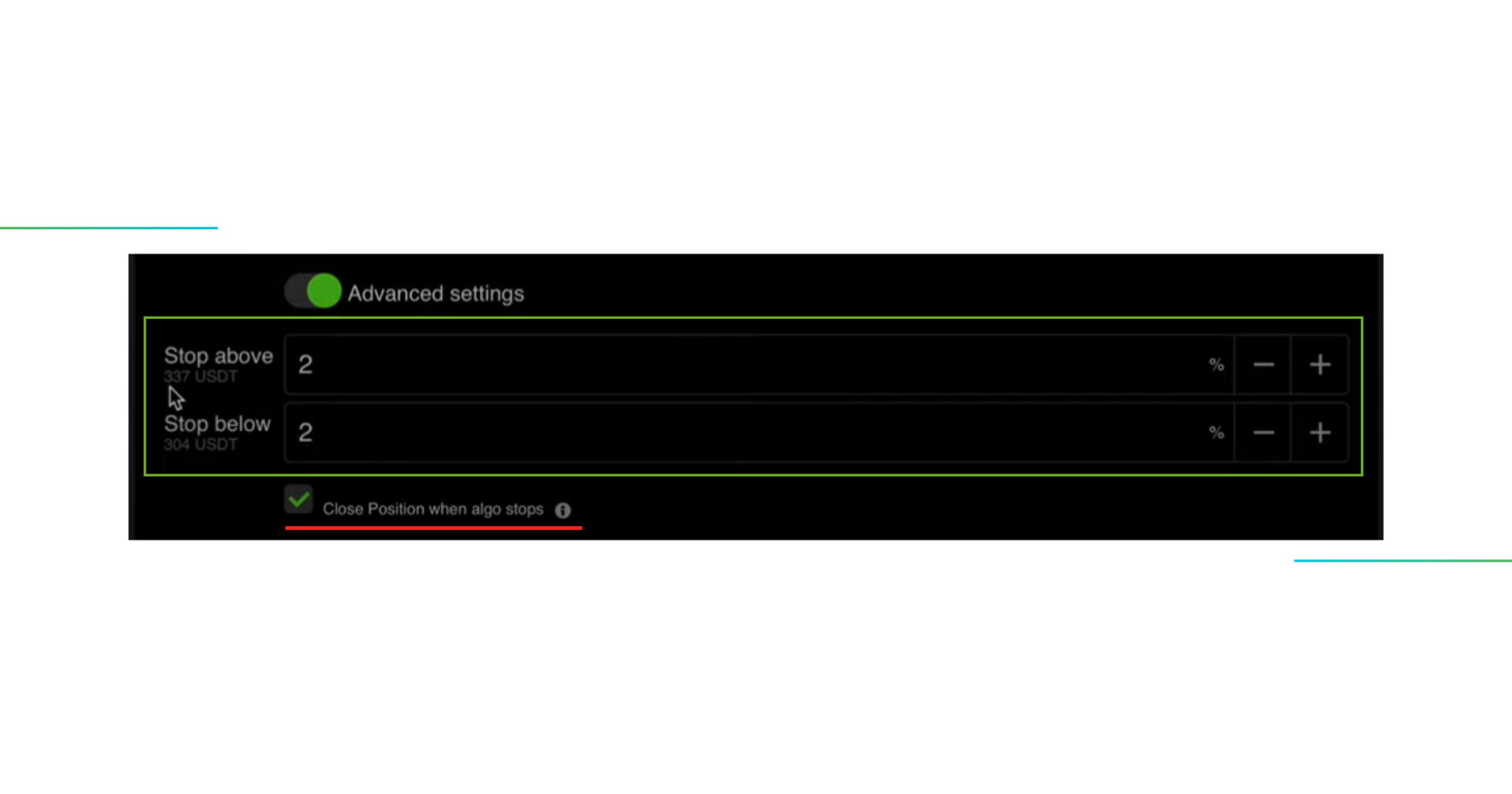 Stop Above and a Stop Below triggers of grid bot