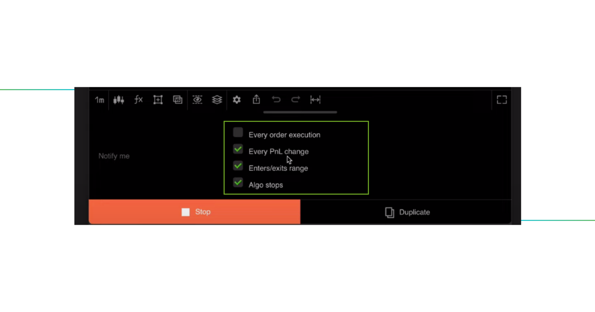 Notification settings of grid bot