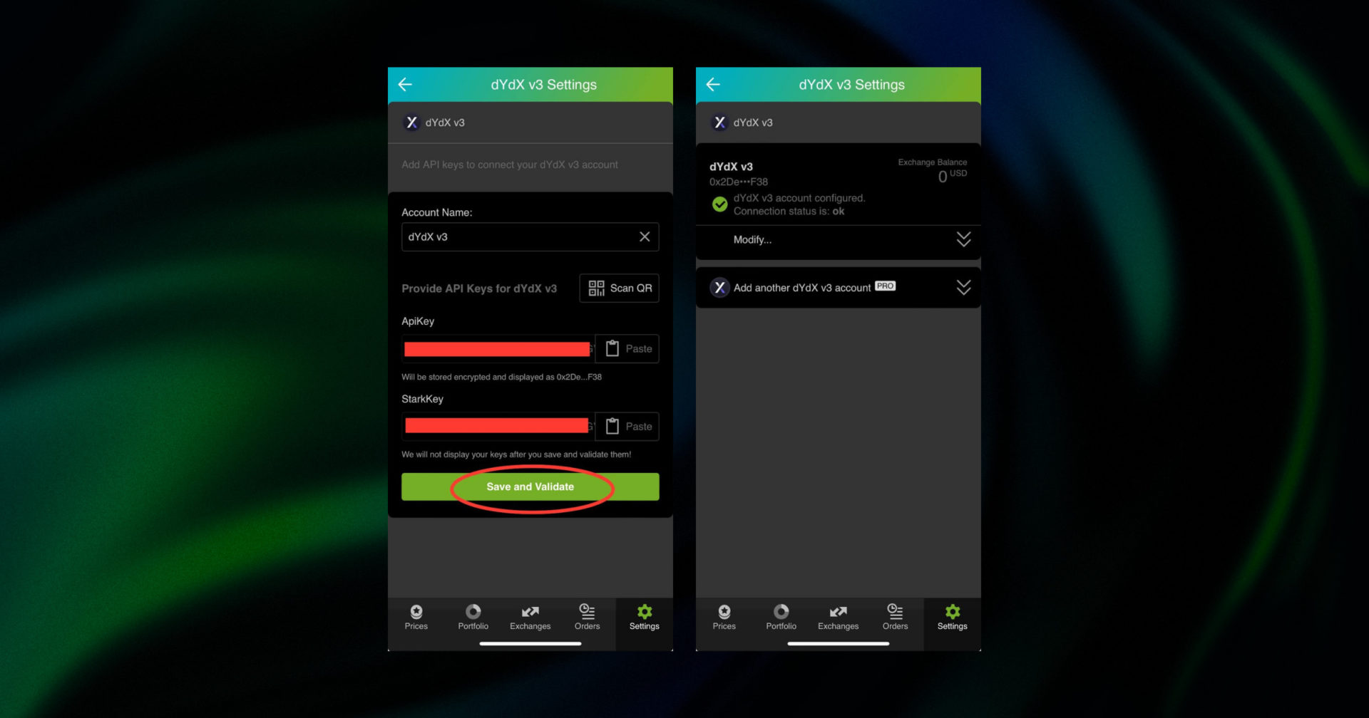 add dYdX API key to GoodCrypto account