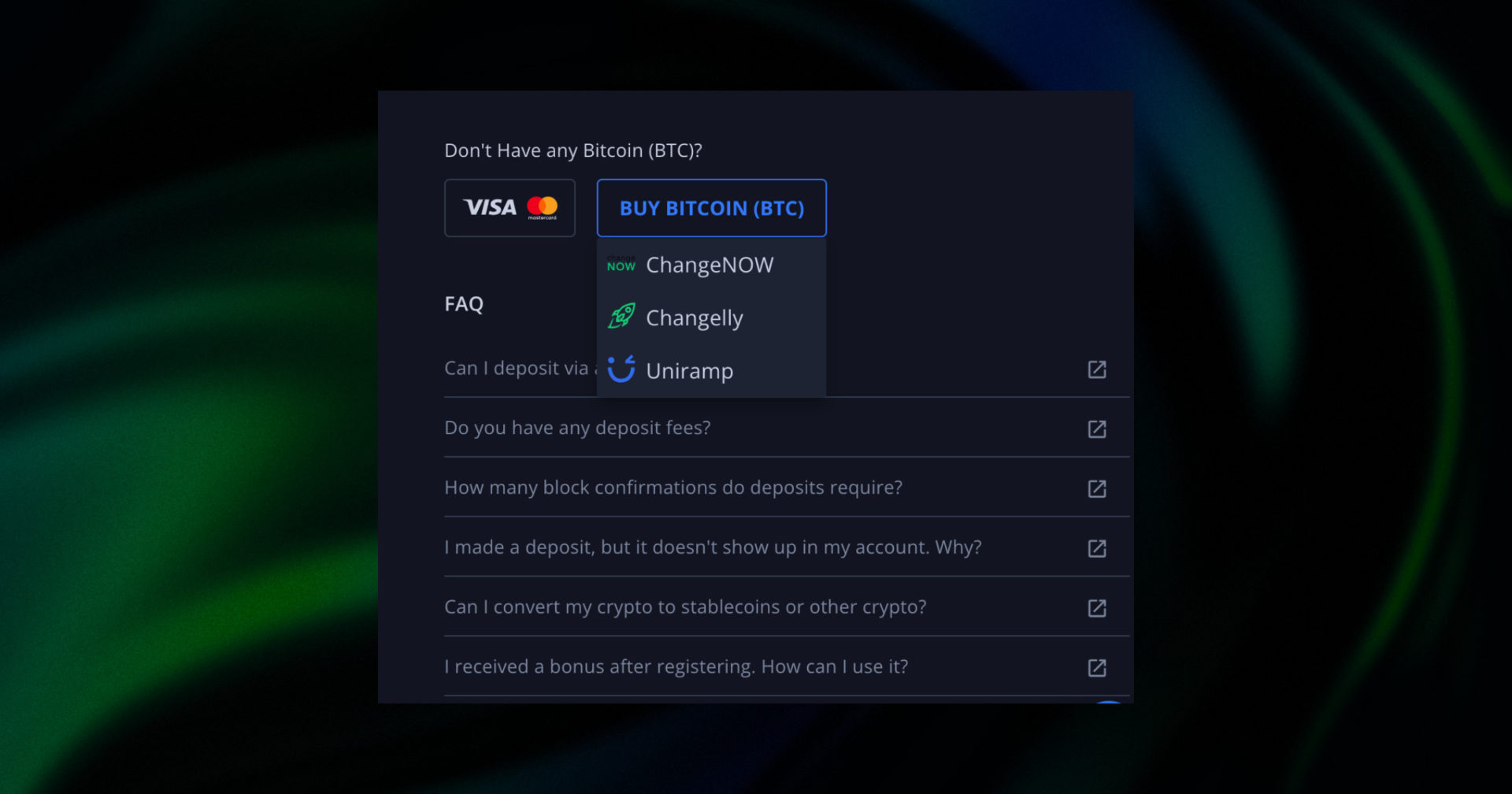 how to deposit funds on Margex using credit card