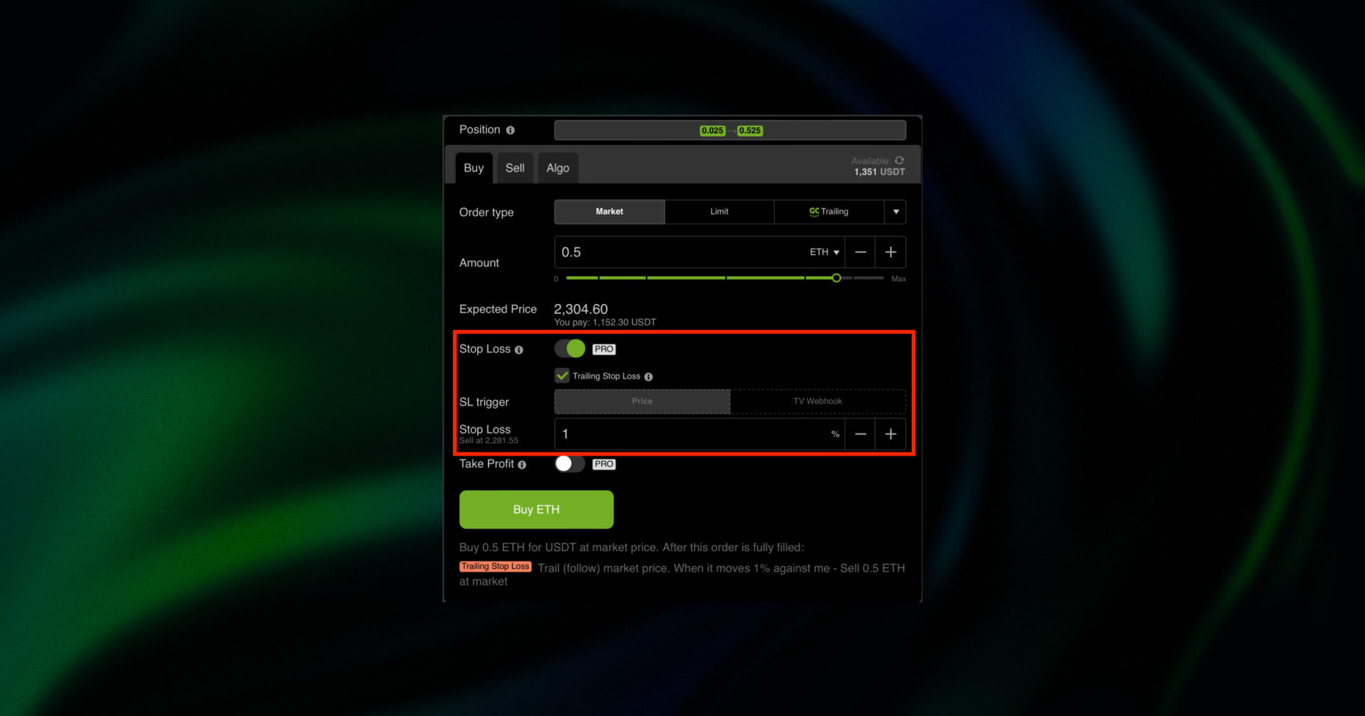Trailing Stop Loss settings