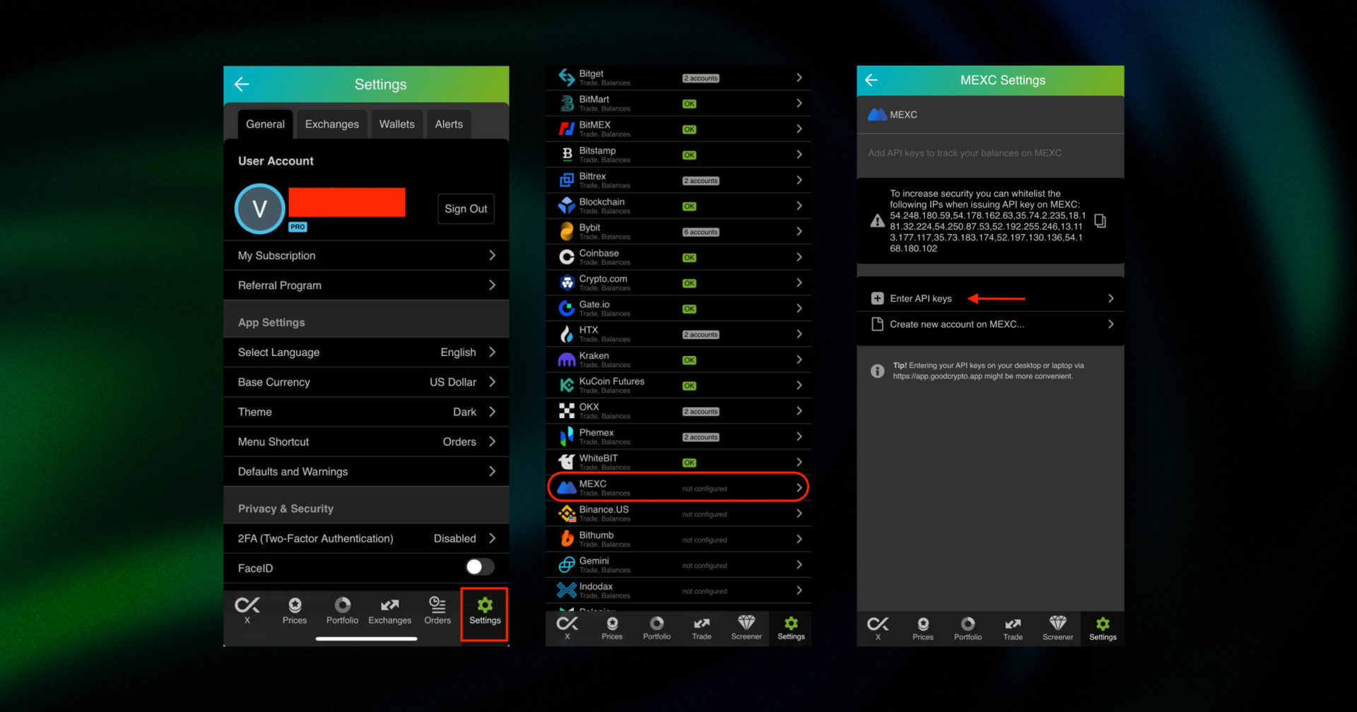  API key to GoodCrypto mobile and web